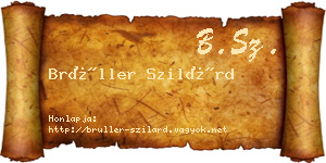 Brüller Szilárd névjegykártya